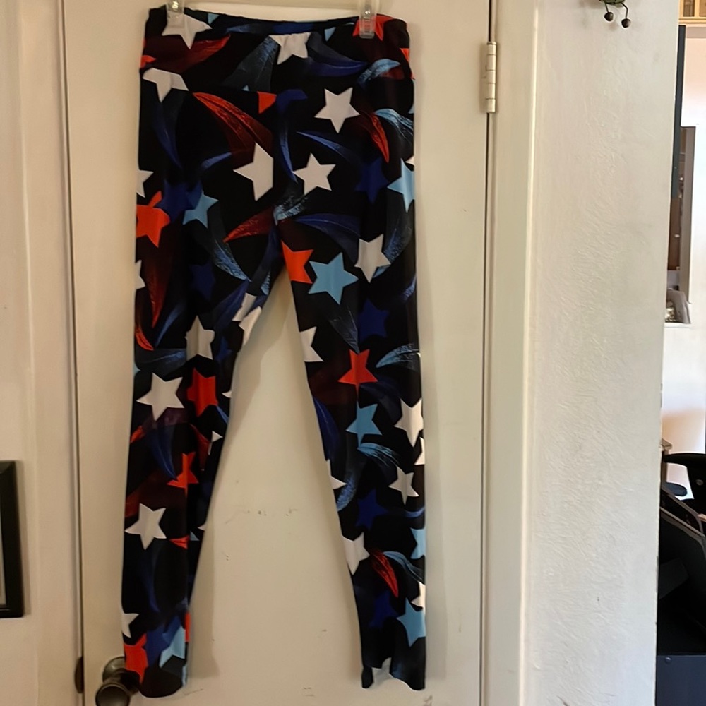 LuLaRoe Red White and Blue Stars Patriotic Leggings TC